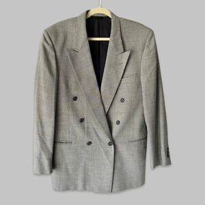 Vintage Terzo Uomo Pure Wool Houndstooth Double Breasted Blazer  Sports Jacket